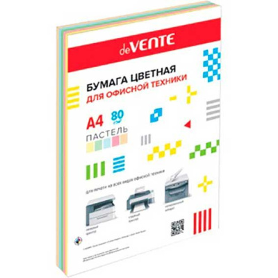 Бумага ксер. А4 250 л. 80гр. deVENTE 2072413 5 цв. Пастель ассорти