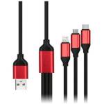 Кабель Smartbuy 3в1 универс. Micro-USB/Lightning/Type C 1,2м черный iK-312QBOMB black