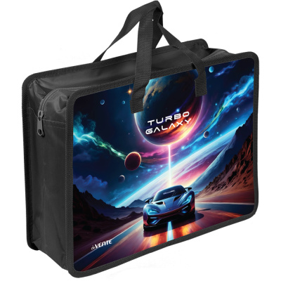 Папка для тетрадей А4 deVENTE 8054630 Turbo Galaxy на молнии сверху с ручками 3D