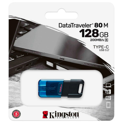 Флэш накопитель Kingston 128 Gb 3.2 DataTraveler 80 черный DT80M/128GB