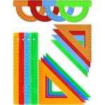 Набор чертежный средний (треуг.2шт, лин.20, тр-р) прозрач. цветной НЧ-3171