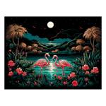 Гравюра 30*40 Фламинго в лунном свете Гр-867