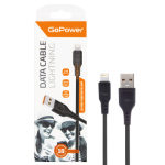 Кабель GoPower USB (m)-Lightning (m) для Apple 1м 2.4A ПВХ черный GP01L 