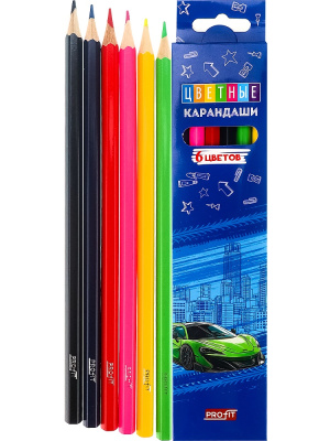 Карандаши цв. 6 цв. Проф-Пресс Спорткар КЦ-2632