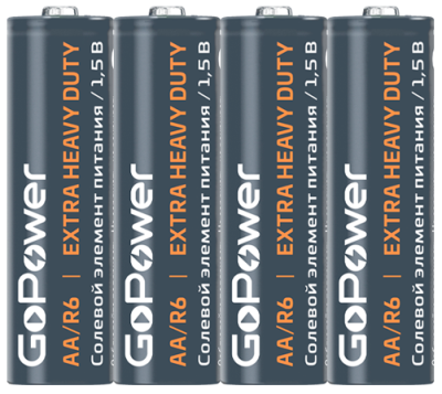Батарейка R06 (АА) GoPower Shrink 4 1.5V солевые 4 шт термоусадочн.пленка 
