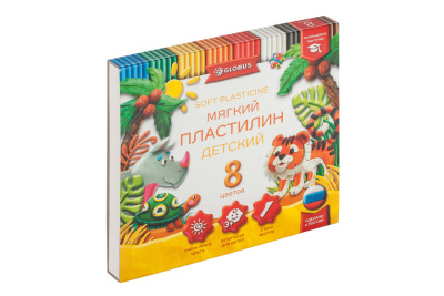 Пластилин  8 цв. Globus Детский мягкий 120 гр. ПЛ8Д