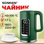 Чайник электрический SONNEN KT-8723EG 1,7л 2200Вт дисплей терморегул. изумрудный 454689