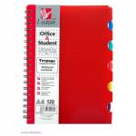 Тетрадь А4 120 л. К-Э 5 цв. пласт. разд. ТПР412019 Темно-красная
