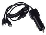 Автомобильное зарядное устройство GoPower 1USB+Кабель MicroUSB/Lightning/Type-C черный GPQC13 