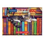 Пазлы 500 эл. А2 Кот на книжных полках 500П32_32404 постер+клей+шпатель