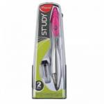 Циркуль Maped STUDY 119450  из цинк.сплава, с эргоном. головк., с доп.грифелями, в пласт.пенале