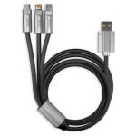 Кабель Smartbuy 3в1 универс. Micro-USB/Lightning/Type C 1м черный iK-312QBOMB black