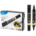 Маркер перман. Deli EU72-BK 1-5 мм черный двустор.