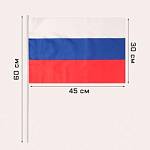 Флаг Россия 30х45 шток 60 см 412818