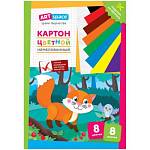 Картон цветной А4 8 л. 8 цв. ArtSpace Лисичка Нкн8-8 28649 немелов. в папке