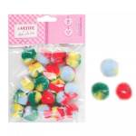 Набор помпонов 20 шт. deVENTE 8000200 25 мм градиент из 4х цветов