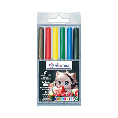 Фломастер 6 цв. Attomex 5080536 Kawaii Cat блистер