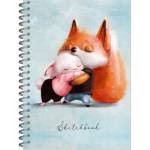 Скетчбук А5 60 л. Обнимашки. Лисенок и зайченок 100г/м2 3467