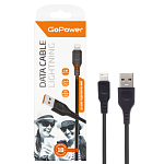 Кабель GoPower USB (m)-Lightning (m) для Apple 1м 2.4A ПВХ черный GP01L 