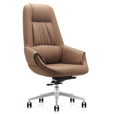 Кресло руководителя HAWASAN PREMIUM EX-810 алюминий, экокожа, коричневое, до 200кг 533236