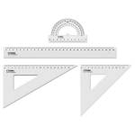 Набор чертежный большой СТАММ (треуг.2шт, лин.30, тр-р) прозрачн. НЧ-31447