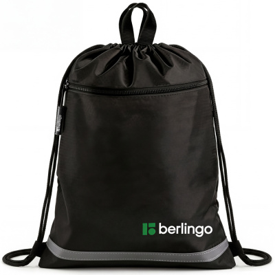 Сумка для смен. обуви Berlingo Basic black светоотр. лента карман на молн. BR-MS-040603