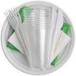 Набор одноразовой посуды (тарелка десертная -5шт, стакан 0,18 -5шт, салфетка -5шт, вилка ст