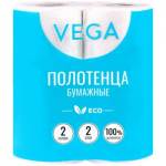 Полотенца бумажные в рулонах Vega 2сл. 12 м. белые 2 шт. 315622