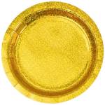 Тарелка золотая голография 23см 6шт 1502-6698