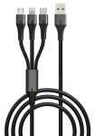 Кабель GoPower USB (m)-Type-C/Lightning/microUSB (m) 1.2м черный GP21-3-1.2M 