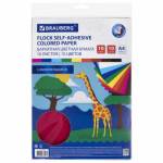 Бумага бархатная А4 10 л. 10 цв. BRAUBERG самоклеющ. в пакете 113502