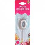 Свеча-цифра "0" deVENTE 9060013 Воздушный шарик серебро