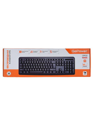 Клавиатура беспроводная GoPower классическая USB черный GPK02 