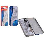 Циркуль +линейки + стрежни в метал.пенале 8 предм. Deli EG30505