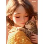 Записная книжка А6 48 л. П-П Девушка и котенок 48-7100