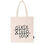 Сумка-шоппер Brauberg PREMIUM канвас 40х35 см на кнопке, карман, бежевый, Tic-tac-toe 271902