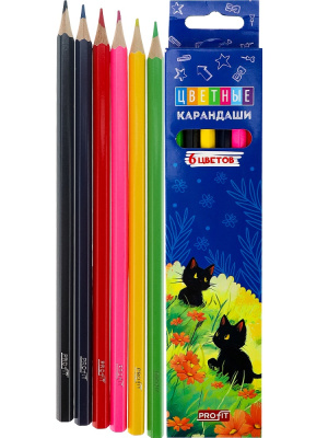 Карандаши цв. 6 цв. Проф-Пресс Кошачья прогулка КЦ-2633