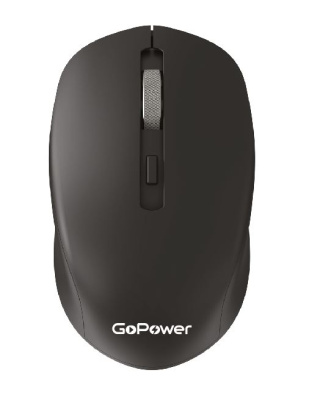 Мышь беспроводная GoPower USB/bluetooth бесшумная Soft-Touch перезаряжаемая черный GPM04 