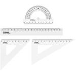 Набор чертежный средний СТАММ (треуг.2шт, лин.20, тр-р) прозрачный НЧ-30525