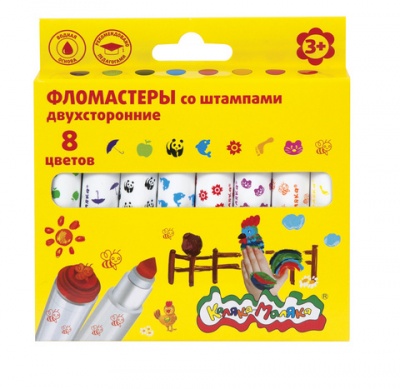 Фломастер 8 цв. Каляка-Маляка двустор. со штампами 3+ ФШКМ-08