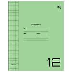 Тетрадь 12 л. (кр. клетка) БиДжи Однотонный. Зелёный пласт.обложка Т5ск12_пл 57703 