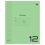 Тетрадь 12 л. (кр. клетка) БиДжи Однотонный. Зелёный пласт.обложка Т5ск12_пл 57703 