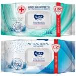 Салфетки Влажные AURA Family Антибактериальные 144шт. с крышкой 33541