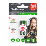 Аккумулятор НR03 AAA GoPower 2 шт. 600mAh BL2 NI-MH 