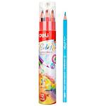 Карандаши цв. 12 цв. Deli ColoRun тополь трехгран. в тубусе EC00307