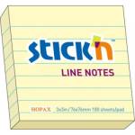 Стикеры 76х76 мм 100 л. STICK'N желтый линованый 21054