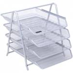 Лоток горизонтальный 4 секц. металлический Berlingo серебро 41041