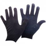 Перчатки х/б 10 класс с точечным ПВХ 5ти нитка черные 53-55гр Элегант 4.5