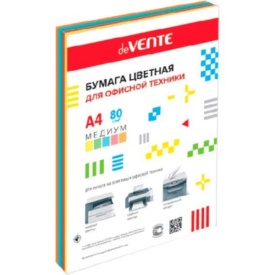 Бумага ксер. А4 250 л. 80гр. deVENTE 2072806 5 цв. медиум ассорти