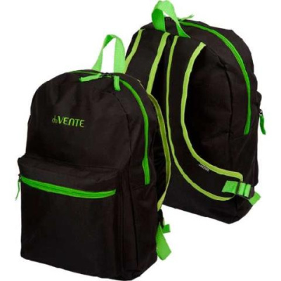 Рюкзак подростковый deVENTE 7032378 Black 40x29x17 см 1 отд. 1 перед. карм.черный с салатовым
